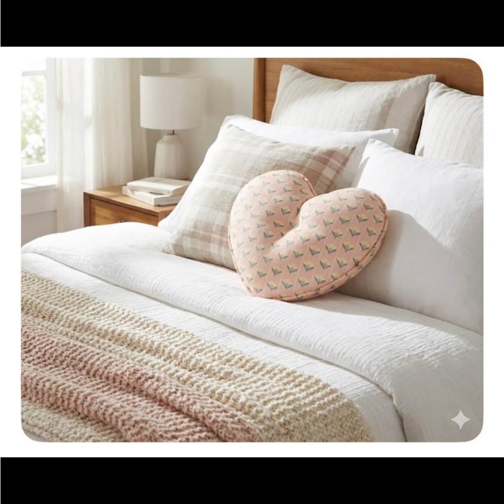Pillowfort Heart-Shaped Pillow with Pink and Green Accents